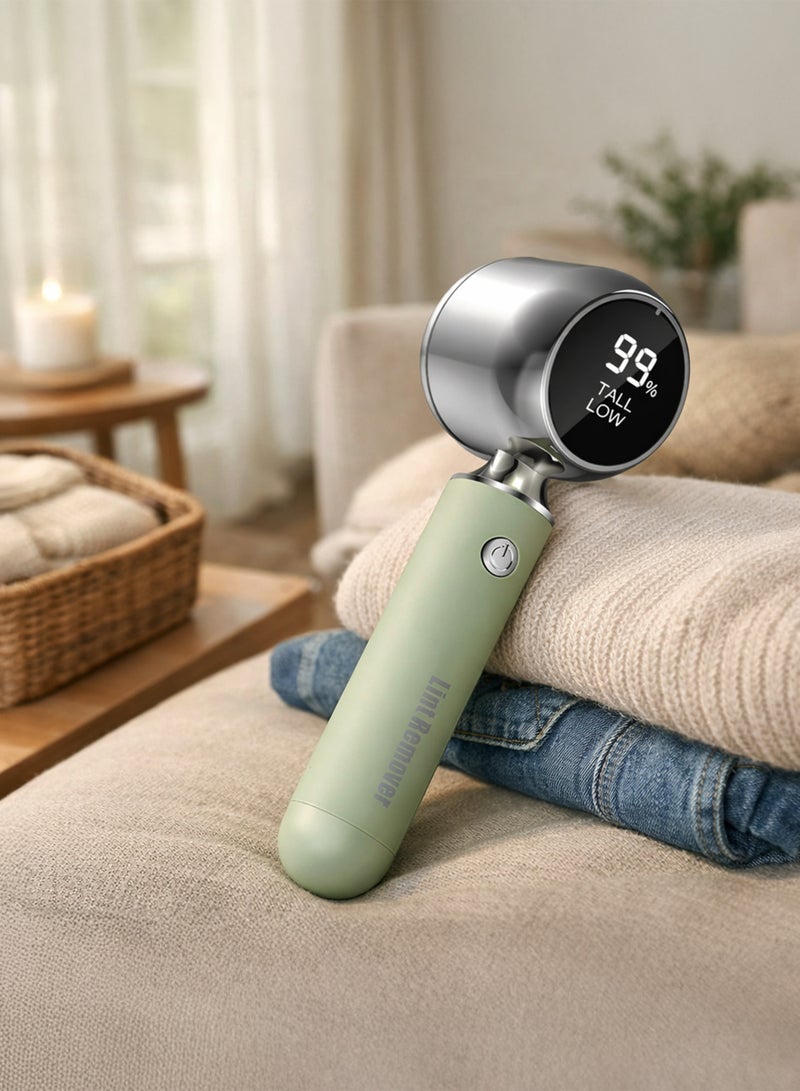 توشيونيكس ماكينة حلاقة قماش قابلة لإعادة الشحن ومزيلة للوبر مع شاشة LED ذكية - مزيل وبر الملابس الكهربائية، مزيل وبر السترات، شفرة دوارة سداسية، شحن سريع من النوع C، محمولة للملابس والأثاث والفراش، لون أخضر نعناعي - Image 1